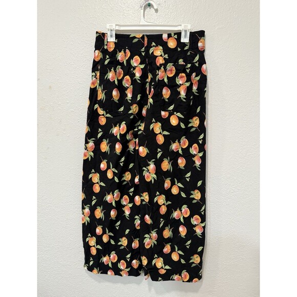 Anthropologie Maeve Women's The Colette Wide Leg Crop Pants Black Peach Size 31 - Picture 4 of 9